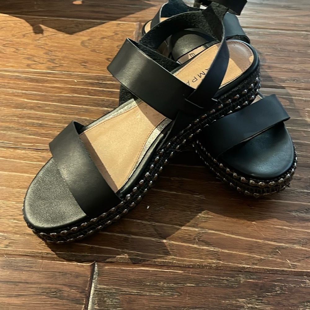 Rampage Studded Sandal They have a few creases in the leather and flaws see pics